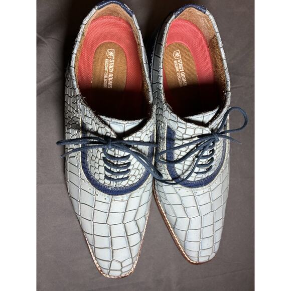 Stacy Adams Men’s Croc Embossed Leather Dress Shoes Blue Lace-Up Oxfords 10M main image 7